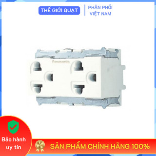 Ổ cắm đôi 3 chấu Panasonic WNG159237W Full Color có dây nối đất, bắt vít - Hàng chính hãng