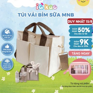 Túi bỉm sữa MNB nhiều ngăn có khóa kéo phong cách Hàn Quốc, sang chảnh, kèm dây đeo chéo tiện lợi IQKAO