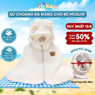 Áo choàng IQ Kao Chất liệu xô Muslin Đa năng Chống nắng, tránh gió đi tiêm Cho bé 3 -14kg vải thoáng mát