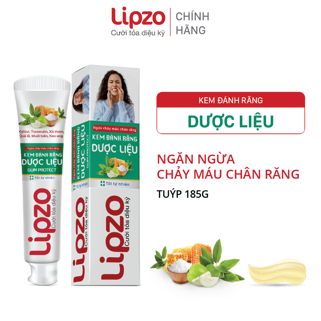Kem Đánh Răng Dược Liệu Lipzo Từ Dược Liệu Tự Nhiên Bảo Vệ Nướu Và Răng Tuýp 185G