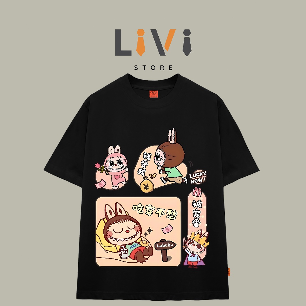 Áo thun Labubu form rộng chuẩn âu LB115 Unisex nam nữ phong cách vải tốt – LiVi Store