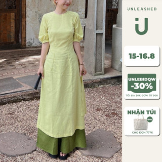 Áo dài tết cách tân tôn dáng cao cấp vải sợi linen cotton unleashedvn vietnamese traditional ao dai