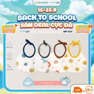 Yếm sơ sinh buộc dây Mompa thấm mũi dãi trớ sữa cho bé vải Cotton thấm hút mềm mại co giãn 024