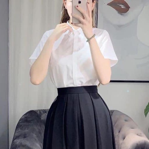 Áo sơ mi trắng CÔC TAY chất lụa