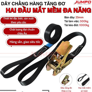 (Thiết kế đặc biệt) Dây tăng đơ chằng hàng 25mm 1000kg 2 đầu mắt mềm đa năng, dây chằng hàng xe máy, pallet cực dễ dàng