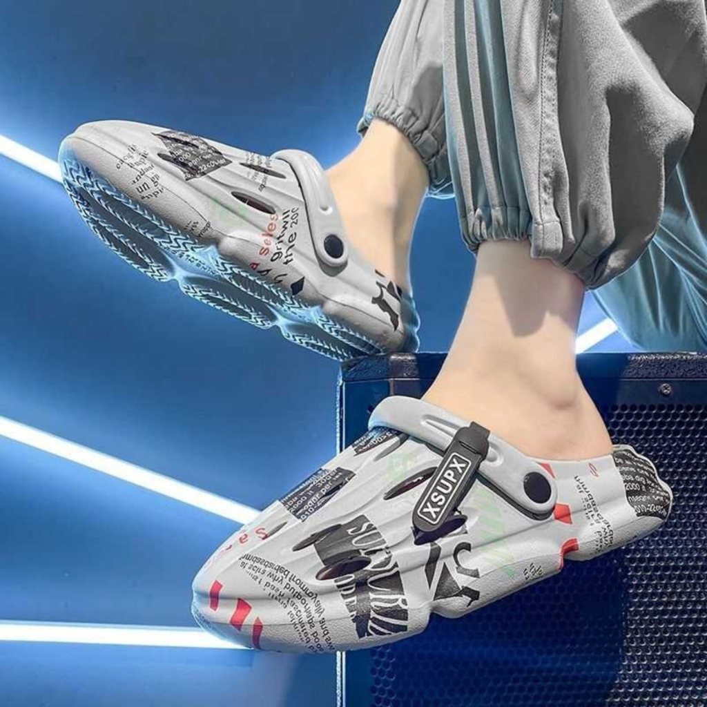 dép sục đế cao New 2025 giày sandal nam thời trang,cross cho nam,lỗ thoáng khí đế dày 5cm êm chân