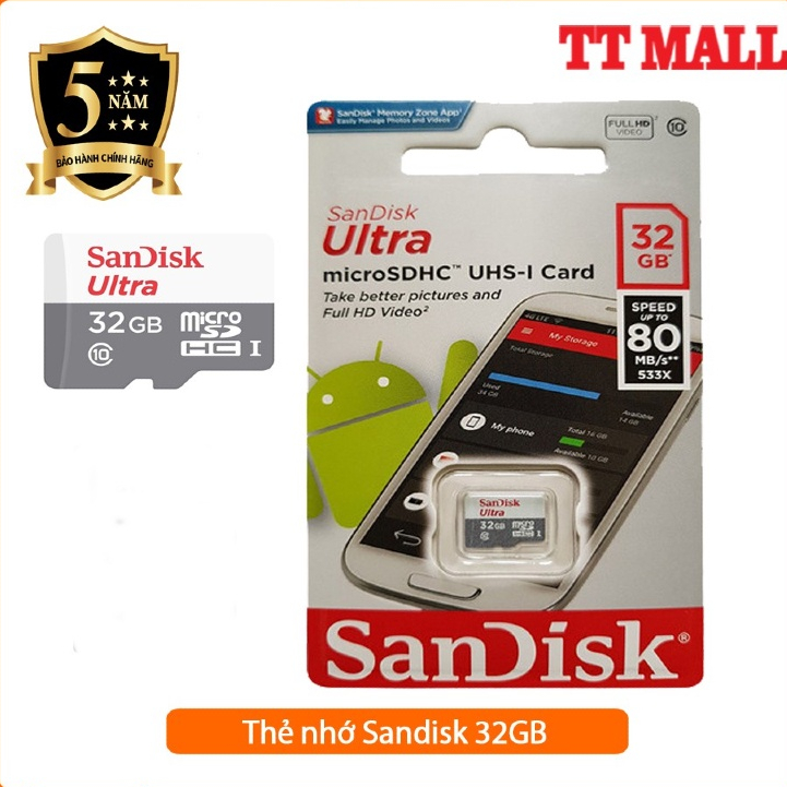 Thẻ Nhớ MicroSDHC SanDisk Ultra 32GB