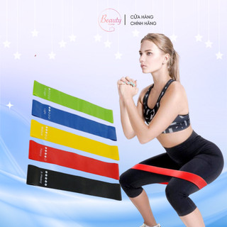 Dây mini band dây cao su kháng lực tập chân mông đùi dây tập gym 5 cấp độ cao su đàn hồi chất liệu cao cấp