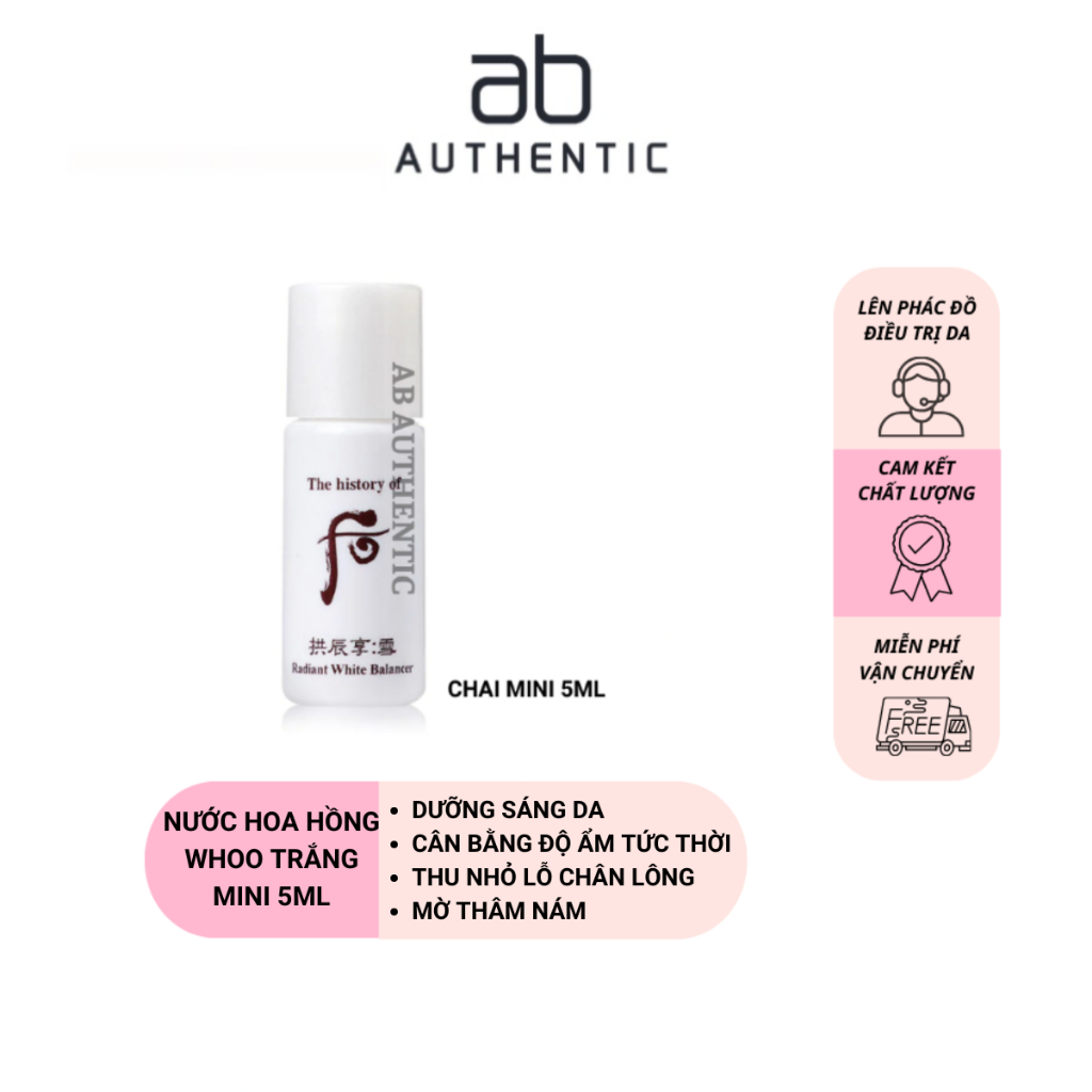 Combo 5 chai nước hoa hồng whoo trắng Radiant White 5ml- AB AUTHENTIC