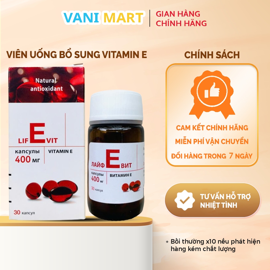 [ CHÍNH HÃNG ] Viên Uống Vitamin E Đỏ Zen.tiva 400mg (Made in Russia) Làm đẹp, trắng da, chống lão hoá hộp 30 Viên