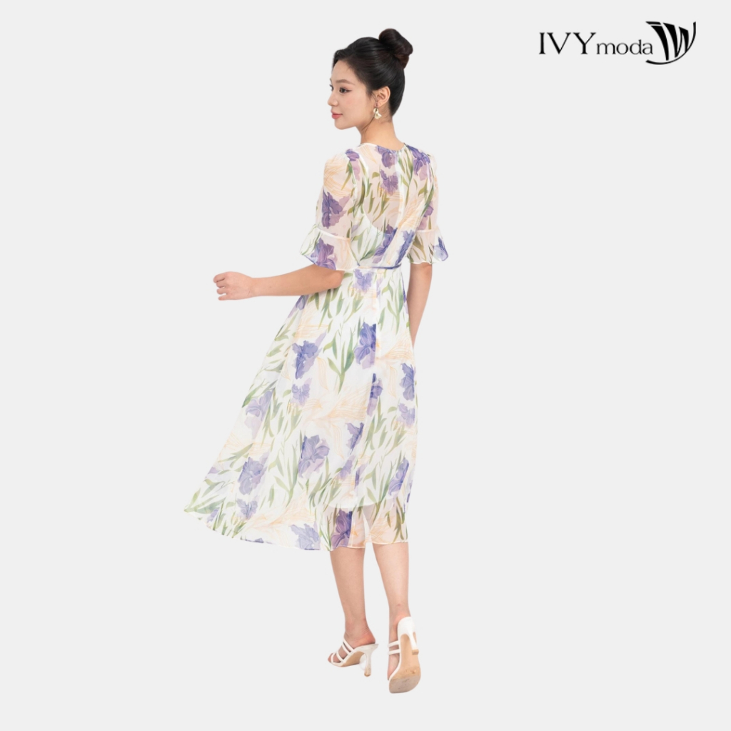 Đầm hoa xòe tay lỡ nữ IVY moda MS 48M8775 | BigBuy360 - bigbuy360.vn