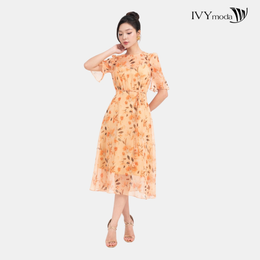 Đầm hoa xòe tay lỡ nữ IVY moda MS 48M8775 | BigBuy360 - bigbuy360.vn