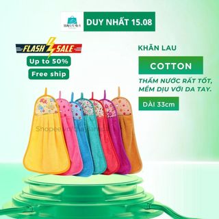 Khăn Lau Tay, Lau Bát Đĩa, Lau Bàn Nhà Bếp Size Lớn Có Móc Treo Tiện Lợi