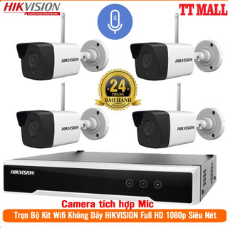 Trọn bộ 4 camera ip wifi không dây hikvision Dahua chính hãng Full HD 1080p Có Mic thu âm- Bảo hành 2 năm chính hãng