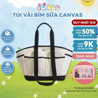 Túi vải bỉm sữa cho mẹ bé đeo chéo Canvas ngăn chứa rộng đa năng Thời trang Phong cách Hàn Quốc IQ kao