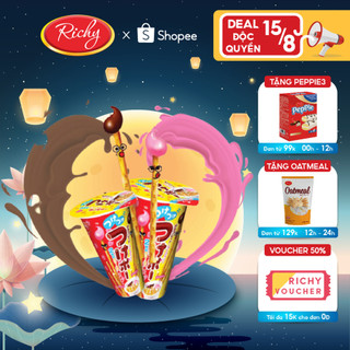 Bánh chấm Wismo Ly Kem socola dâu (35gx10) bánh que chấm kem