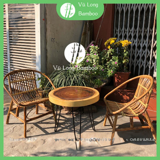(Combo siêu hời) Bộ bàn ghế mây sò tự nhiên nhỏ gọn, tiện lợi phù hợp bộ Cafe / ban công gia đình / Homestay