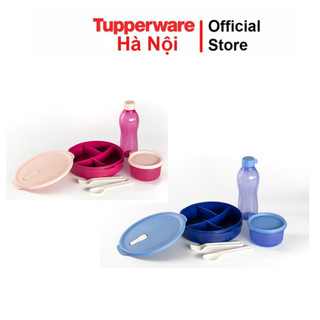 Bộ hộp cơm FIT TO GO Tupperware chia 3 ngăn kèm hộp đựng canh - bình nước 500ml - túi xách giữ nhiệt