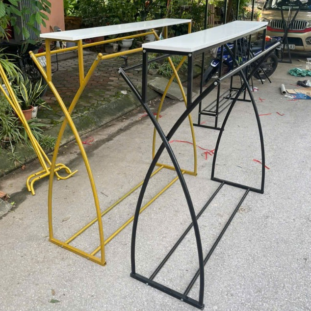 Giá treo quần áo đôi chữ X chân cong, kệ treo quần áo đôi, 3 màu đen, trắng, vàng ánh nhũ.