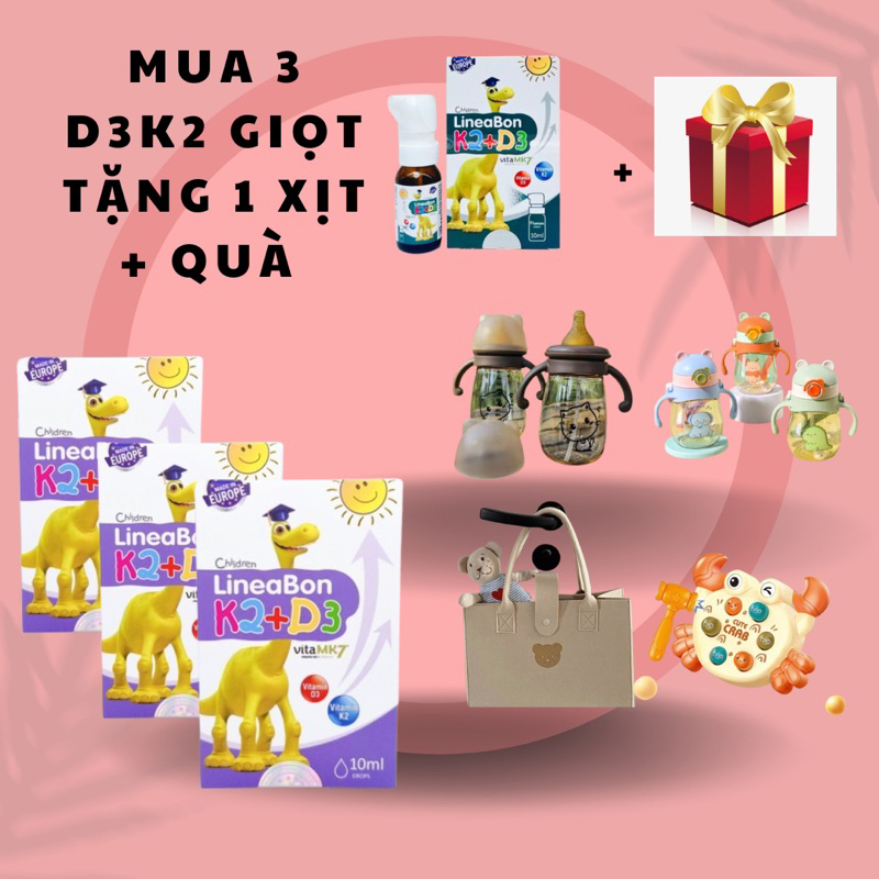 [MUA3 TẶNG 1 D3k2 XỊT  ] VITAMIN D3k2 LINEABON HỖ TRỢ PHÁT TRIỂN CHIỀU CAO NHẬP KHẨU, có tem