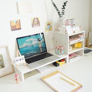 🚛FREESHIP 🆓 COMBO KỆ ĐỂ MÁY TÍNH kèm KỆ SÁCH ĐỂ BÀN 3 TẦNG 🌈 LẮP GHÉP - MÀU TRẮNG