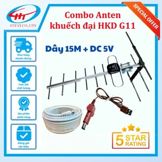 Combo anten khuếch đại hkd g11 + dây 15m + dc 5v