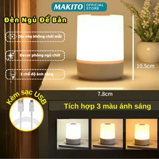 Đèn Ngủ Để Bàn Makito Đèn Led Đầu Giường Decor Phòng Ngủ Siêu Xinh Có Kèm Ổ Cắm USB