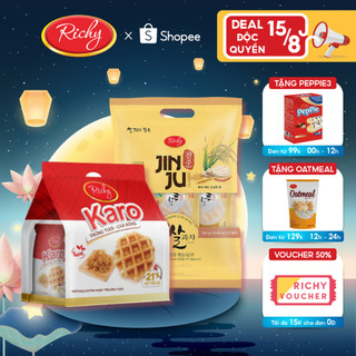 Combo bánh ăn sáng 1 bịch bánh Karo Richy và 1 túi bánh gạo Hàn Quốc