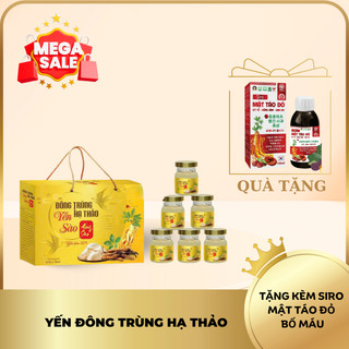 Quà tết yến sào chưng sẵn 6 hũ yến chưng 32% tổ yến/ hũ 70ml - nước yến vị đông trùng hạ thảo - khánh hòa