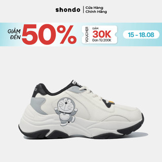 Giày sneaker nam nữ shondo chunky doraemon êm ái, thời trang cá tính màu trắng đen chn0113