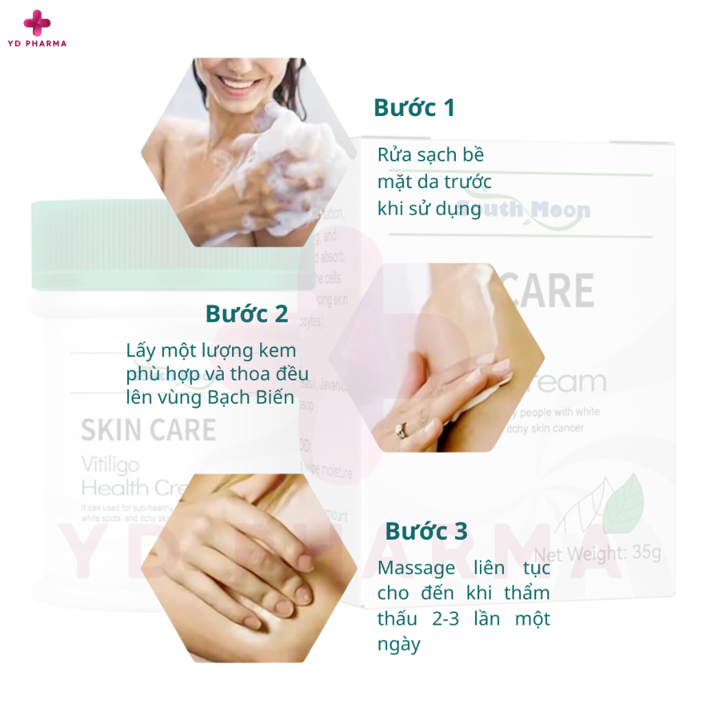 Kem Bôi Tan Bạch Biến Southmoon Mỹ, Lang Beng, Đốm Trắng, Giảm Bong Tróc, Điều Hòa Sắc Tố Giúp Da Đều Màu 35G| YD Pharma