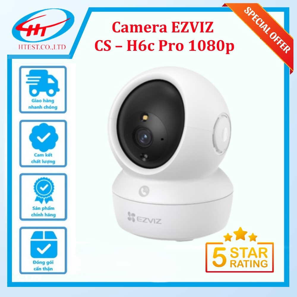 Camera Wifi EZVIZ H6c Pro 3K 5MP – Ban đêm có màu + Gọi điện + Human + 512GB + TypeC