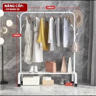 Kệ Treo 1 Thanh Phơi 1 Thanh Ngang Đựng Đồ Lắp Ghép Có Bánh Xe Mẫu Mới