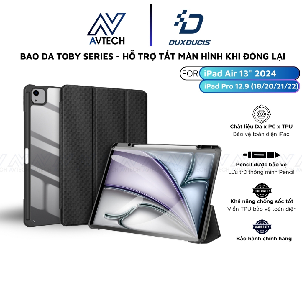Bao Da Dux Ducis Dành Cho iPad Air 7 M3 2025/ Air 6 13", iPad Pro 12.9" (18/20/21/2022),Toby Series 