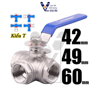 Van bi 3 ngã, van khóa 3 cổng inox phi 42 49 60