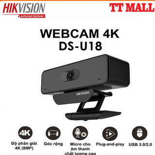 [Siêu rõ nét] Webcam HIKVISION DS-U18 4K siêu nét tích hợp mic chuyên dụng cho Livestream, Học và làm Online