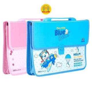 Cặp học thêm deli 38135/ 29050, cặp nhựa học thêm 2 ngăn deli