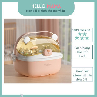Khay úp bình sữa nhựa ko độc hại,bảo quản bình sữa  vệ sinh,  có khay thoát nước khô ráo và có quai xách-Hellomama*