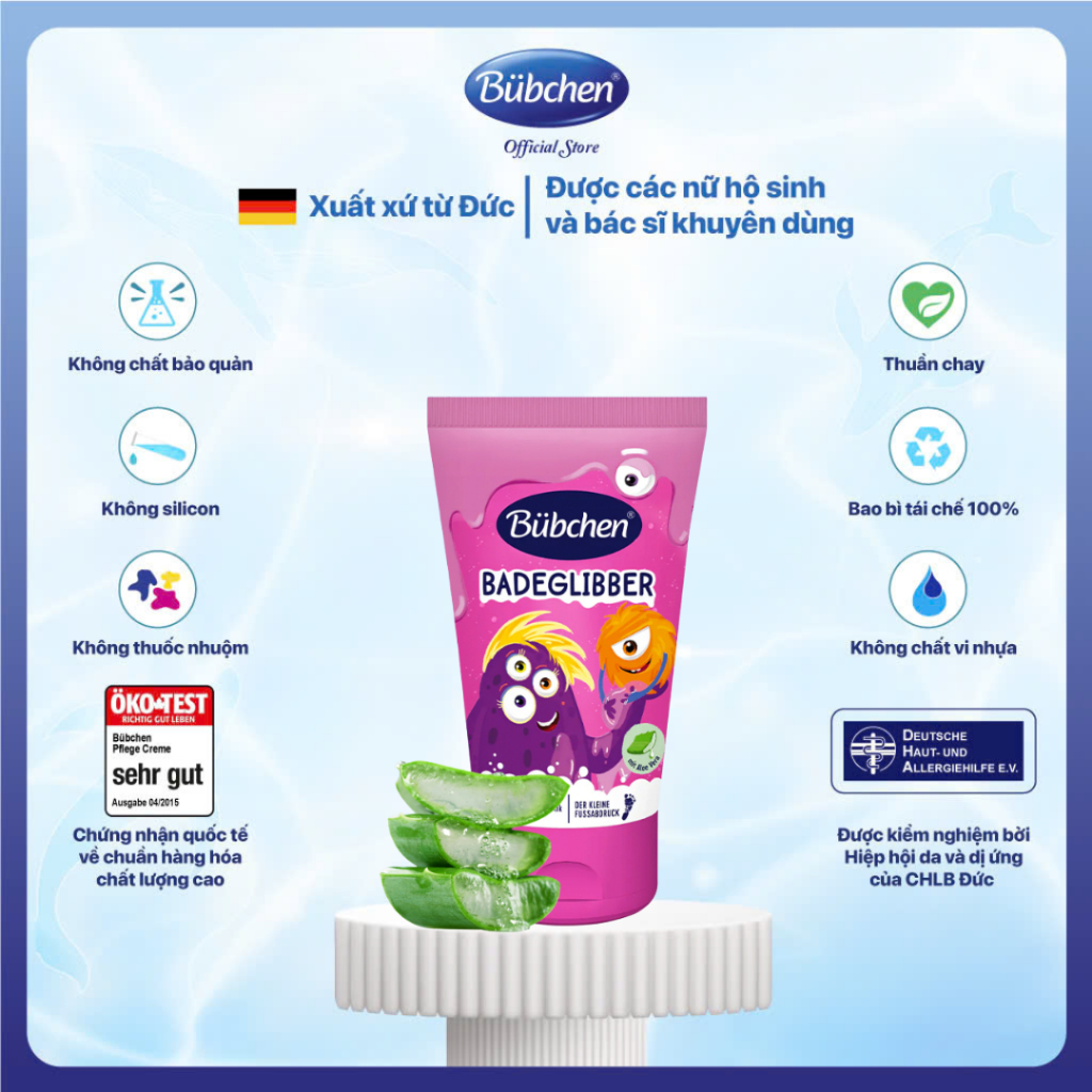 Sữa Tắm Cho Bé BUBCHEN Badeglibber Pink Hương Kẹo Bông Hồng Đáng Yêu 130ml Bubchen Official Store