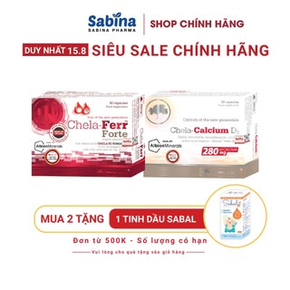 Cặp Sắt Chela-Ferr Forte Và Canxi Chela-Calcium D3 Cho Bà Bầu và sau sinh 11,4g - Olimp Labs