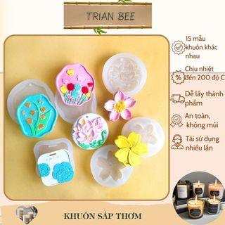 [15 mẫu] Khuôn silicon làm sáp thơm treo/xà phòng, chịu nhiệt tốt, không mùi