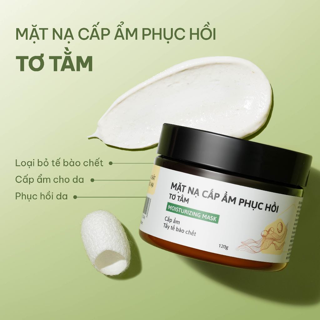 Mặt Nạ Đất Sét Cấp Ẩm Cho Da Tẩy Tế Bào Chết Tơ Tằm Cỏ Mềm 120g