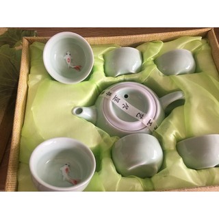 Bộ Ấm Pha Trà Họa Tiết Hình Cá 3D Độc Đáo
