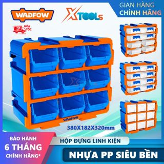 Hộp đựng linh kiện Wadfow Bộ tủ nhựa gồm 9 khay đựng linh kiện điện tử, để bàn hoặc treo tường, có thể ghép với nhau