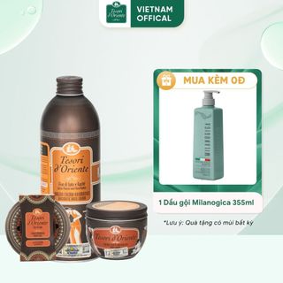 Combo quà tặng Sữa tắm 500ml kèm Dưỡng thể 300gr và Nến thơm 200gr Tesori d' Oriente chính hãng