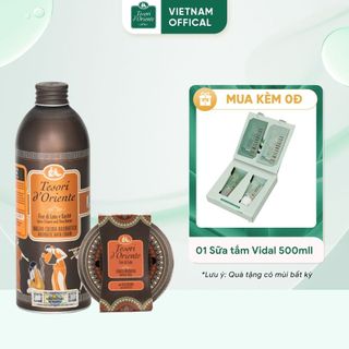 Combo Sữa tắm 500ml và nến thơm 200g Tesori D' Oriente chính hãng nhập khẩu trực tiếp từ Ý