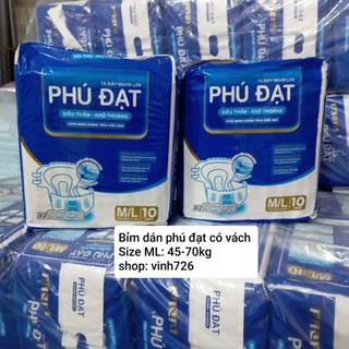 Tã bỉm dán Phú đạt Có vách hai bên ( 10 gói 100miếng) dành cho người già, phụ nữ sau sinh: Sizetừ 40-80kg Siêu thấm  hút