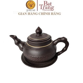 Ấm tử sa kẻ chỉ vàng chóp nhọn, dung tích 250 ml