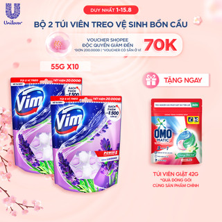 Bộ2 CB5 Viên Treo Vệ Sinh Bồn Cầu Vim Power5|Sạch Thơm Đến 300 Lần Xả(55g/viên)HươngLavender
