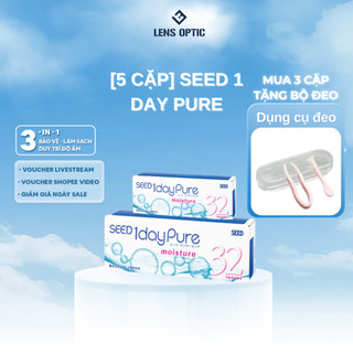 Kính áp tròng SEED 1 ngày không màu (combo 5 đôi), lens SEED 1day Pure có độ cận -0.50>-12.00-Lens Optic